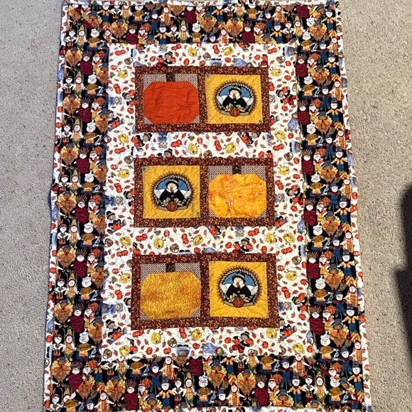 Handmade Other - Patchwork Autumn Quilt with Harvest Motifs